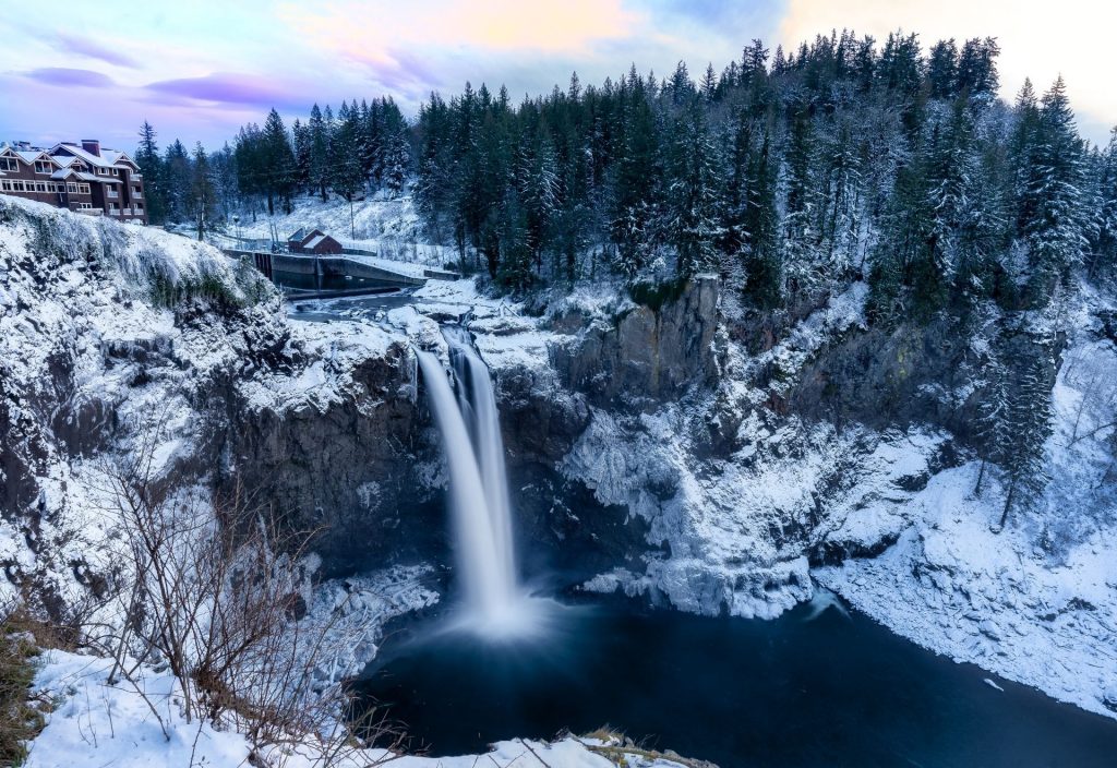 Snoqualmie Falls Washington in winter