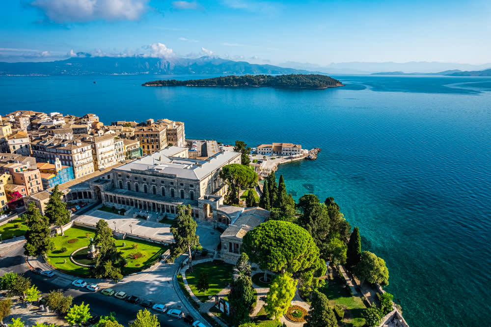 Aerial view of Old Town of Corfu seen during a luxury Greece Tour