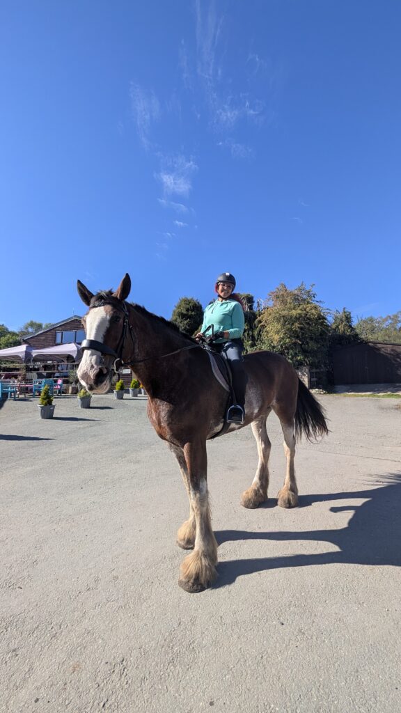 Riding Delilah at Penycoed stables