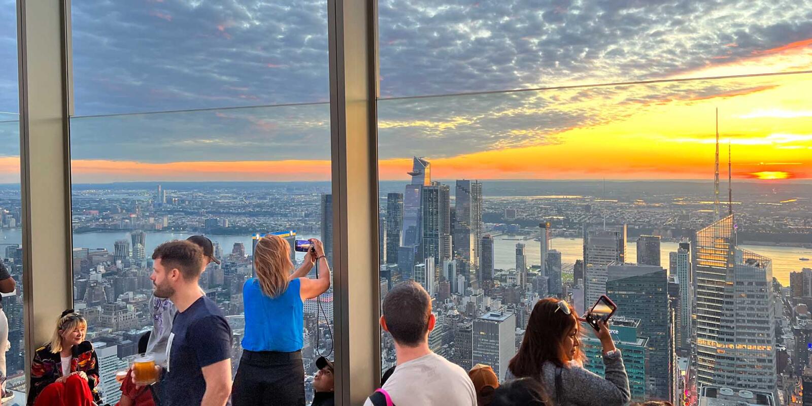 Summit One Vanderbilt Observation Deck NYC sunset over Hudson Yards