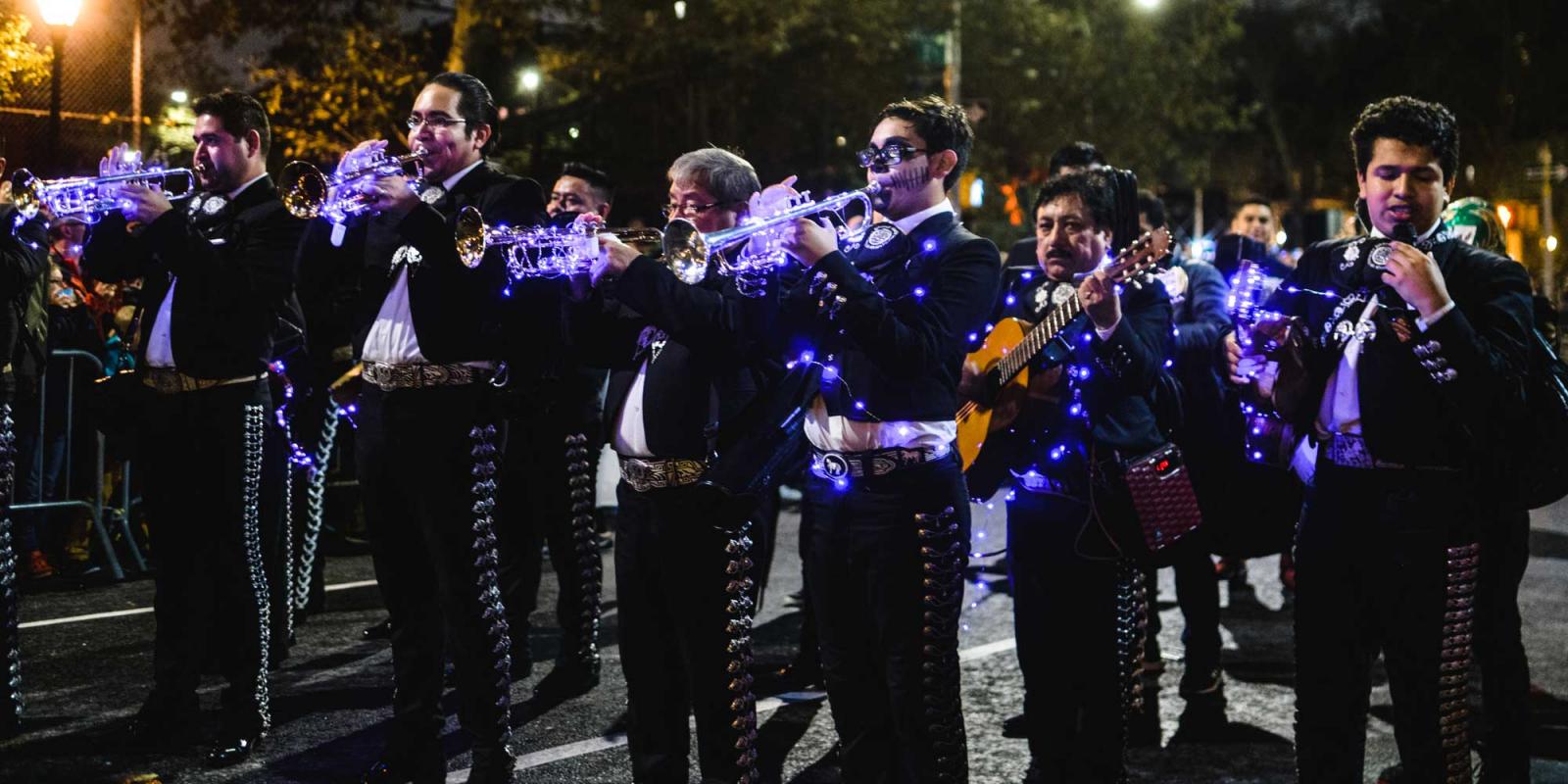 mariachi band during the halloween parade