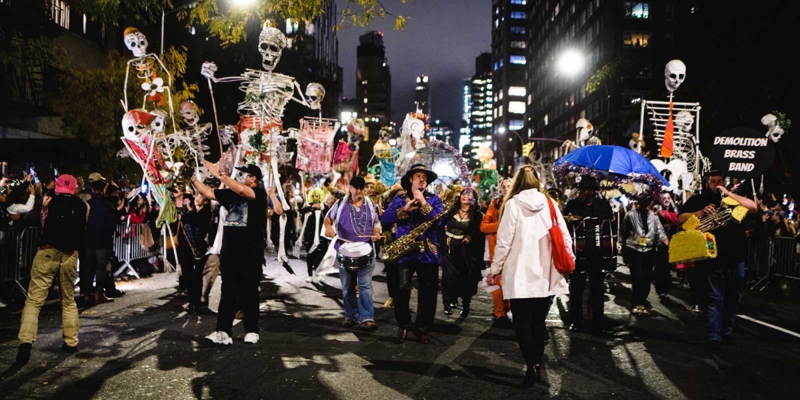 the crowd at the village halloween parade in nyc