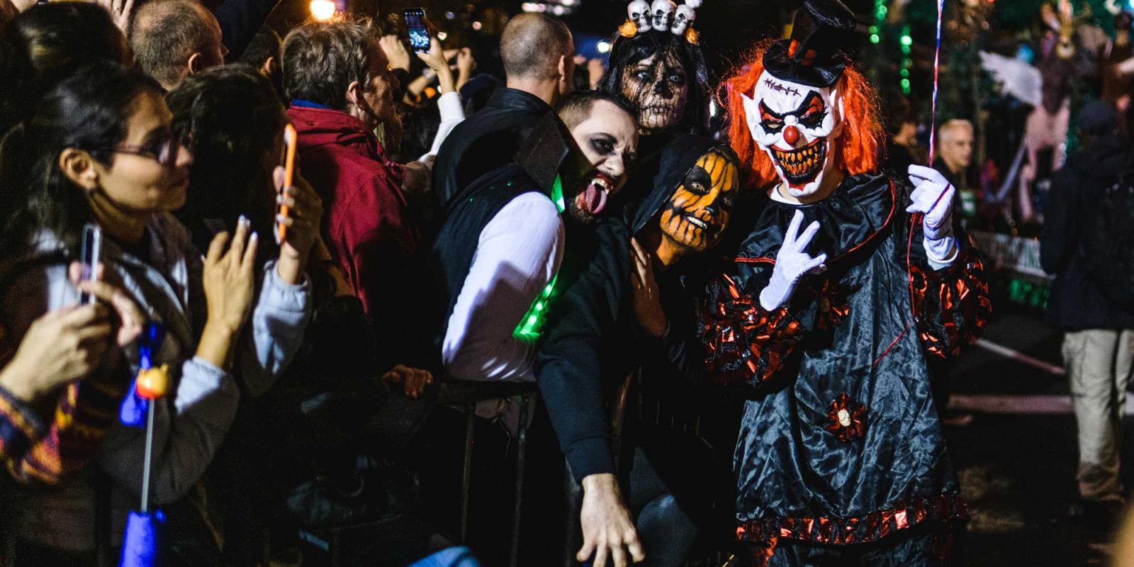 selfie with the crowd during the halloween parade