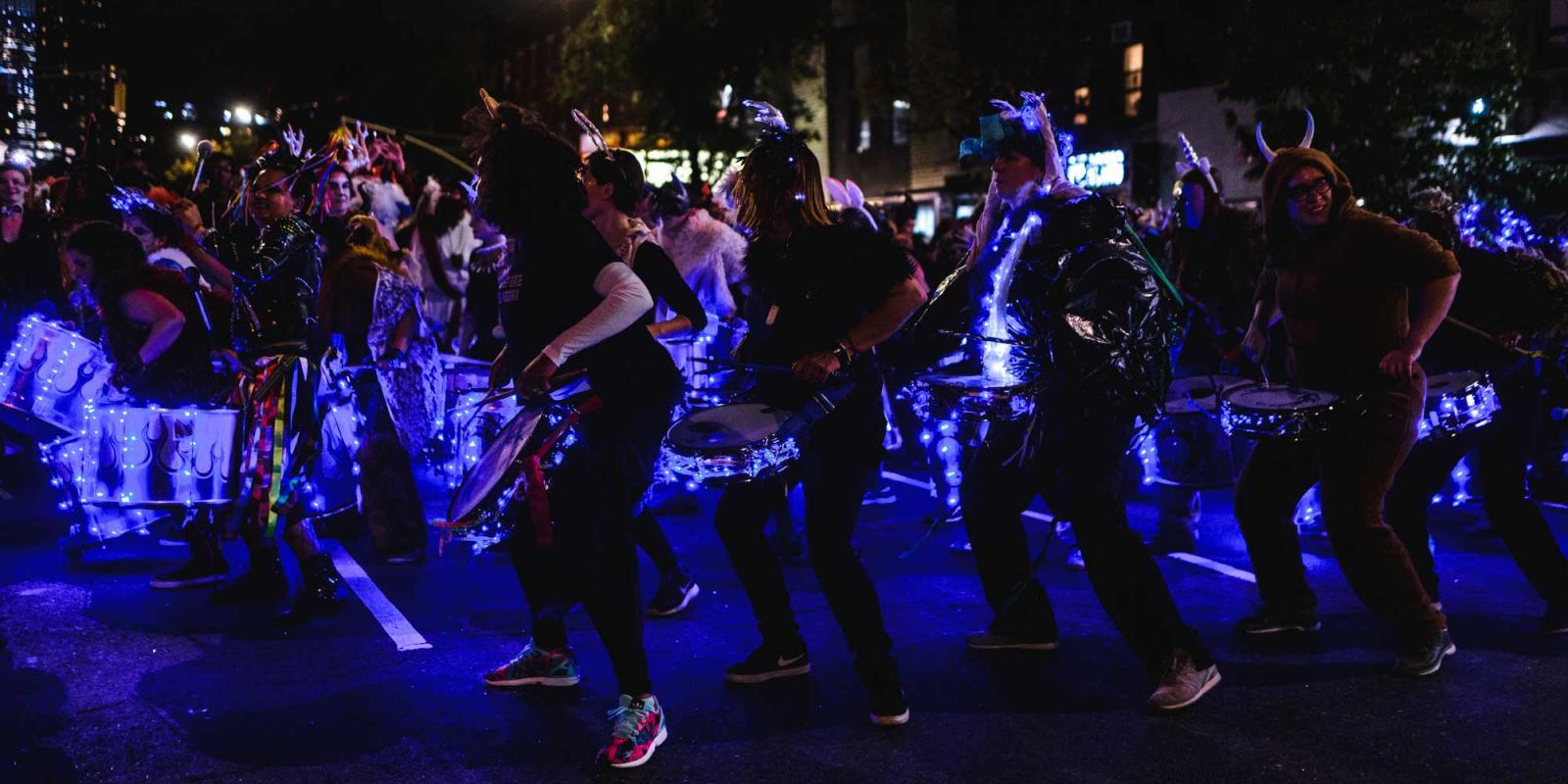 performers during the halloween parade in nyc