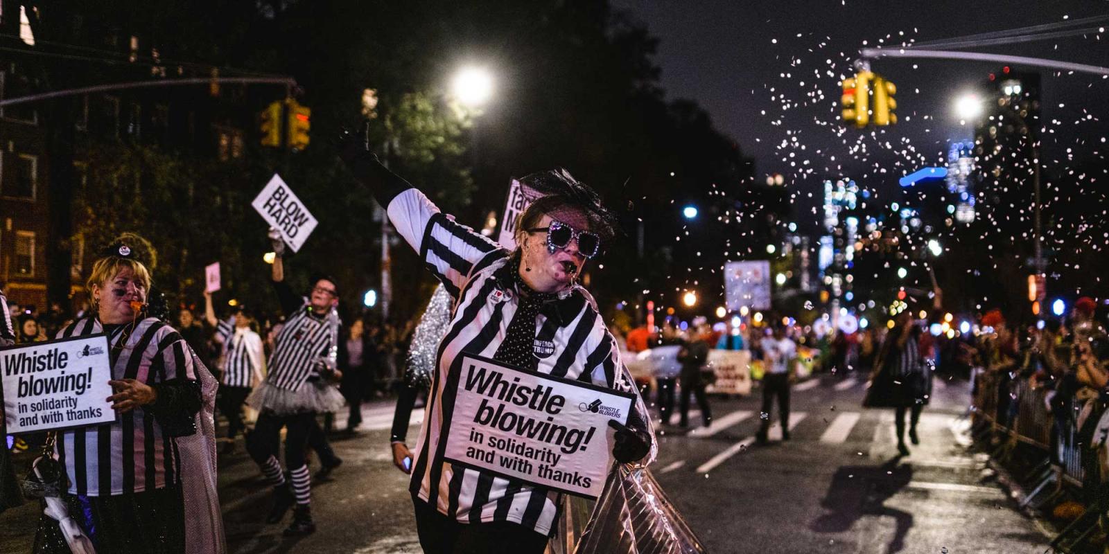 Glitter thrown at the halloween parade