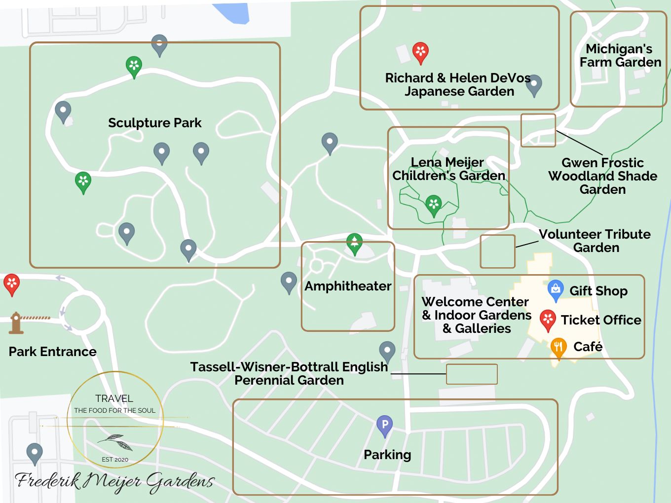 Frederik Meijer Gardens and Sculpture Park Attractions Map