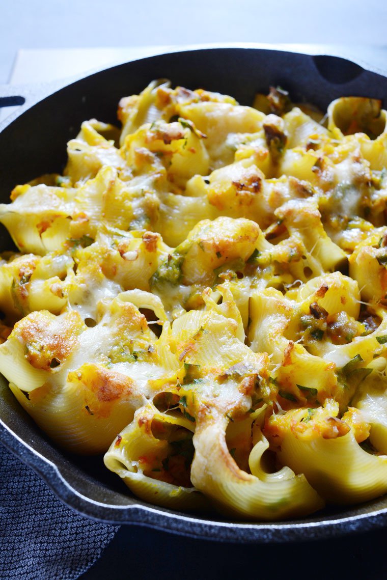 Stuffed Lumaconi with Butternut and Chestnuts - Closeup