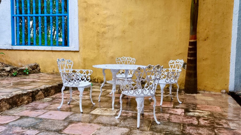 Chairs for relaxation in Cenote Saamal