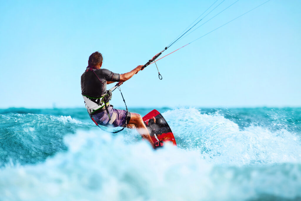 Man kitesurfing