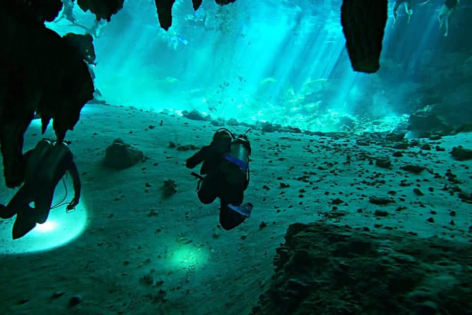 Diver in Dos Ojos Cenote